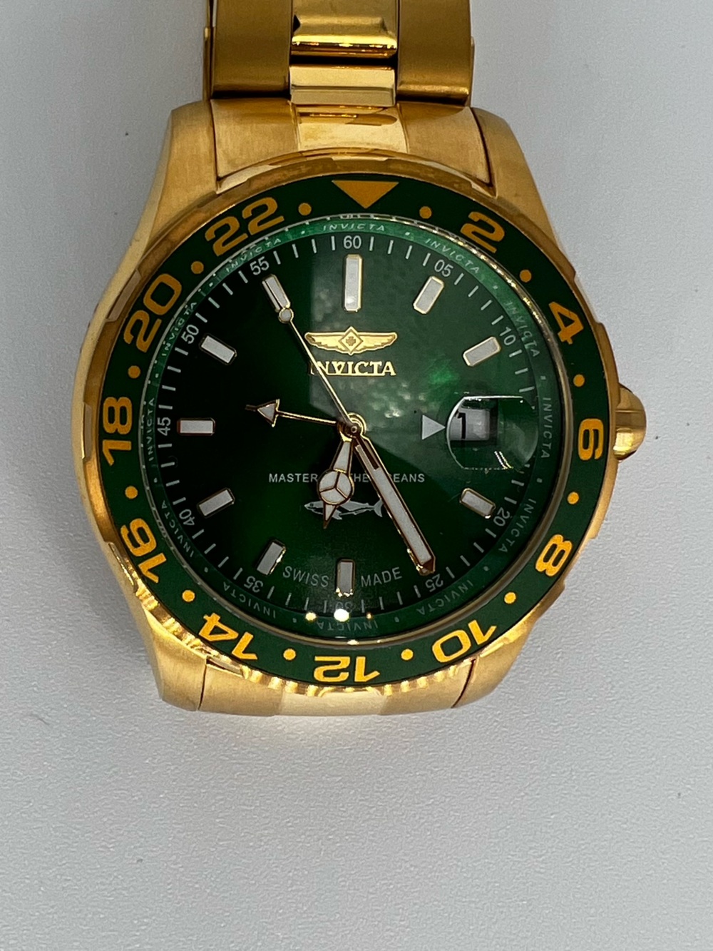 Invicta Gold and Green Men's Stainless Steel Bracelet Watch